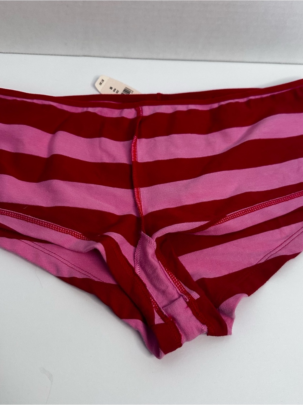 Y2K Victoria’s Secret PINK BoyShorts NWT Size M Red Pink Striped Rare - Picture 11 of 12